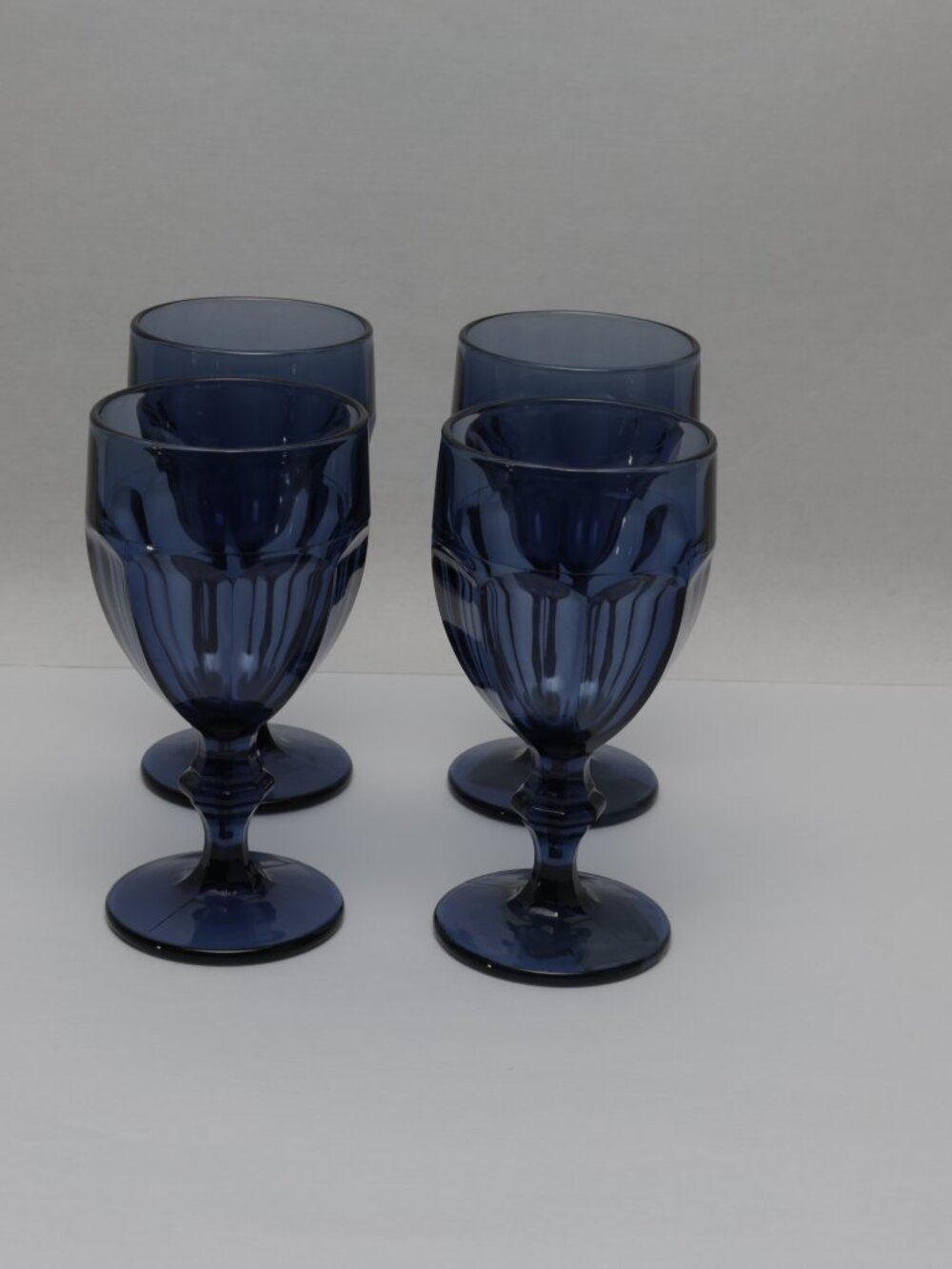 Libbey DuraTuff Blue Goblets Set of 4 Gibraltar Water Wine Glasses Vintage USA - Picture 5 of 5